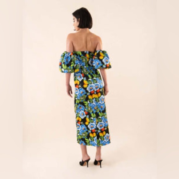 BORGO DE NOR
TATI MIDI DRESS IN PEONIA BLACK
 Uk 10 US 6 - Picture 6 of 8